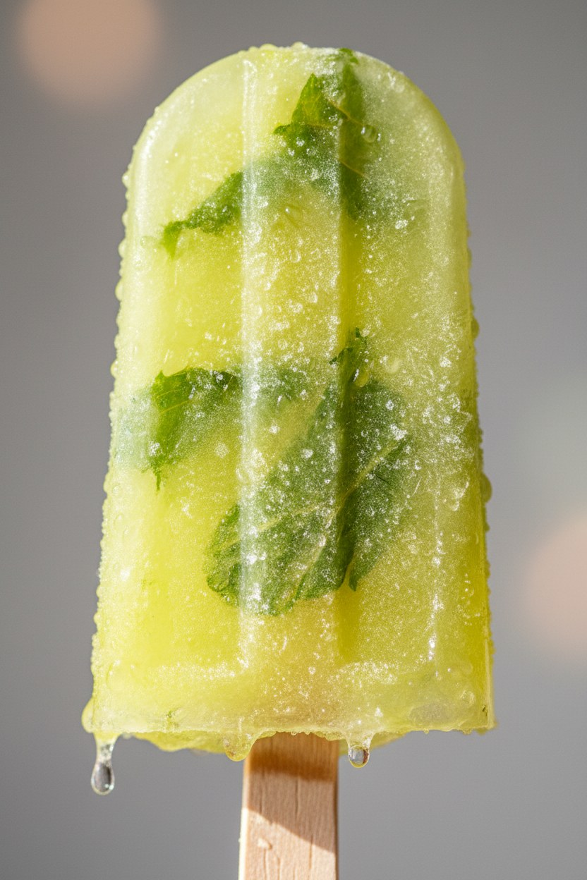 Limon-nane buzlu çubuğun yeşil makro dokusu